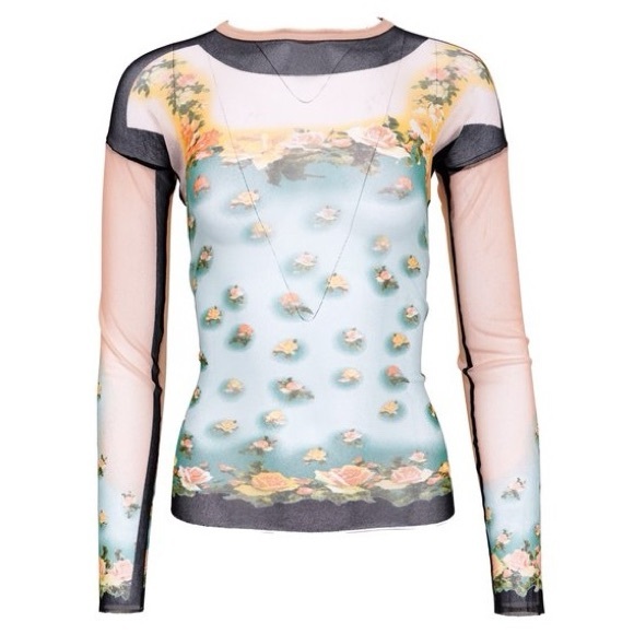 Jean Paul Gaultier Soleil Supreme Flower Floral Sheer Top - Picture 1 of 6